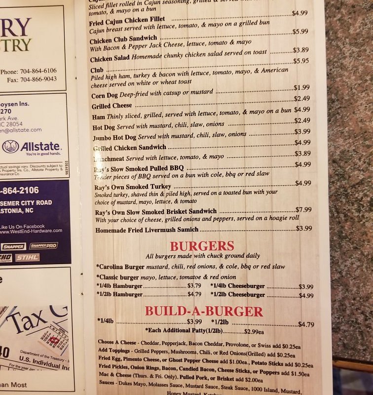 Ray’s Country Smokehouse Grill menu 3